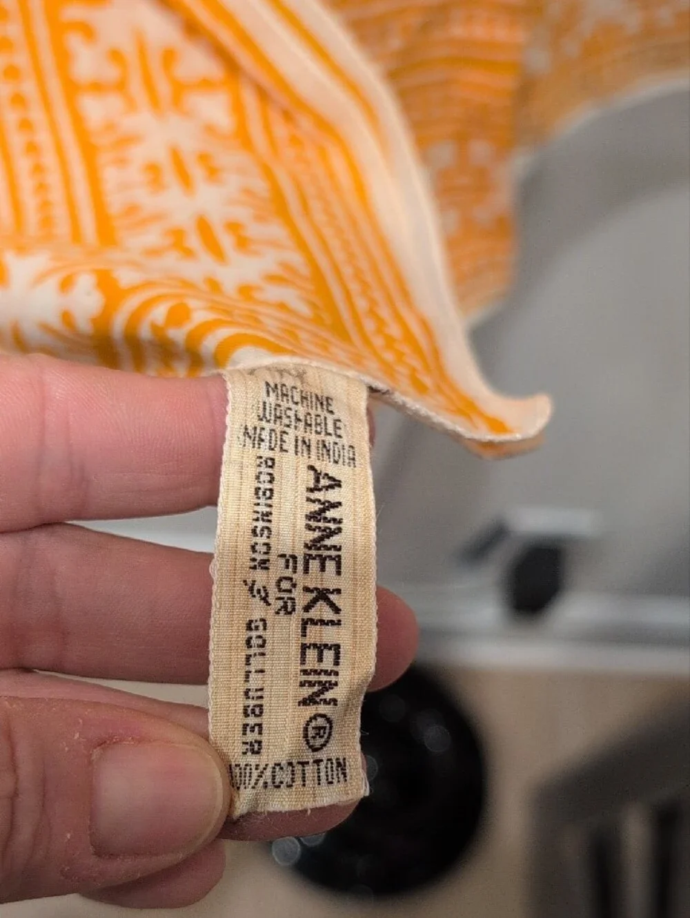 Anne Klein Orange & White Printed Cotton Scarf